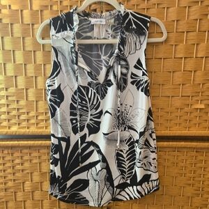 Calvin Klein Black and White Floral Blouse